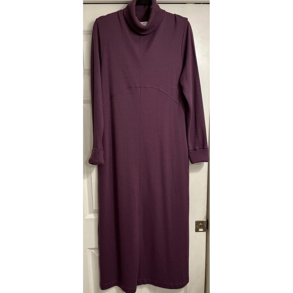 MARY McFADDEN Vtg Purple Maxi Matriarch Modest Full Coverage Fitted Sz L Flaws